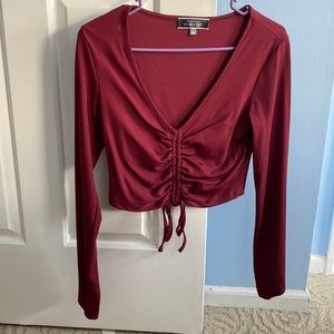 Red V-Neck Adjustable Crop Top